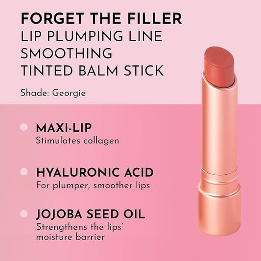 LAWLESS Forget the Filler Lip Plumping Line Smoothing Tinted Balm, Georgie, Pink, 0.09 Ounce