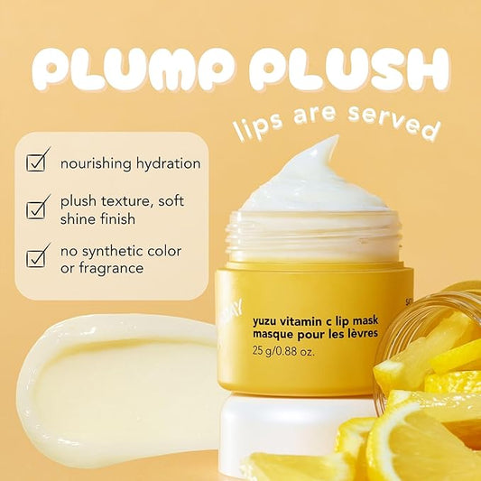 Saturday Skin Yuzu Vitamin C Lip Mask Overnight Lip Sleeping Mask Moisturizing For All Skin Types Softer & Smoother Pout Lip Balm Hydrating Infused with Vitamin B5 Non-Sticky, Vegan & Cruelty-Free