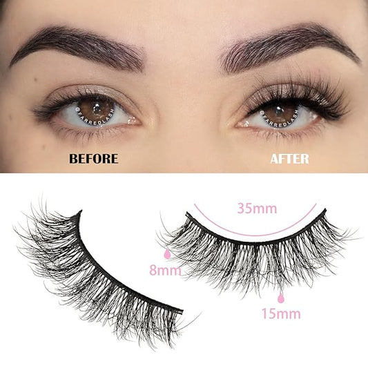 FARRED Natural Lashes Short Eyelashes Wispy False Mink Lash Pack 14 Pair Natural Look Fluffy Doll Eyelash Small Fake Strip Lashes Full Pestañas Sets for MUA and Beginners Daily Makeup (F5 | 8-15mm)
