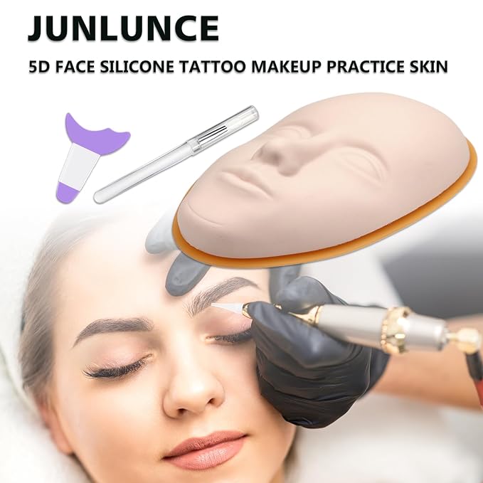 Makeup Practice Face Kit - Includes 6PCS Practice Fake Face & 5D Face Model Stand and Eye Makeup Assistance Tools, Ideal for Daily Makeup Training and Workshops