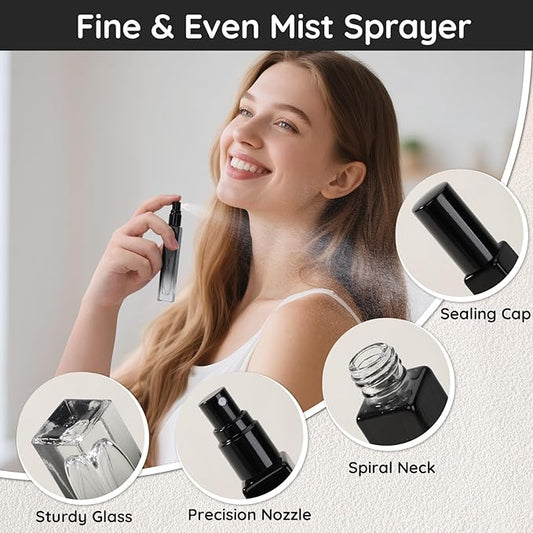 Segbeauty 0.34oz Refillable Glass Perfume Bottle,10 Pack of 10ml Perfume Container For Travel, Empty Atomizer Sprayer for Cologne Dispenser, Travel Sample Bottles Cologne Making Kit with Refill Tool