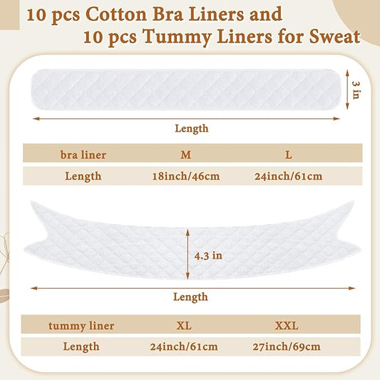Cotton Tummy Liners and Bra Liners Set for Sweat Rash Skin Folds Plus Size Women Sweating Supplies