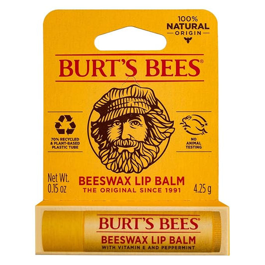 Burt's Bees Beeswax Lip Balm with Vitamin E & Peppermint 0.15 oz (Pack of 5)