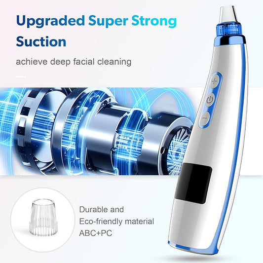 Blackhead Remover Pore Vacuum Upgraded Facial Pore Cleaner Electric Comedone Whitehead Extractor Tool-5 Suction Power,5 Probes,USB Rechargeable