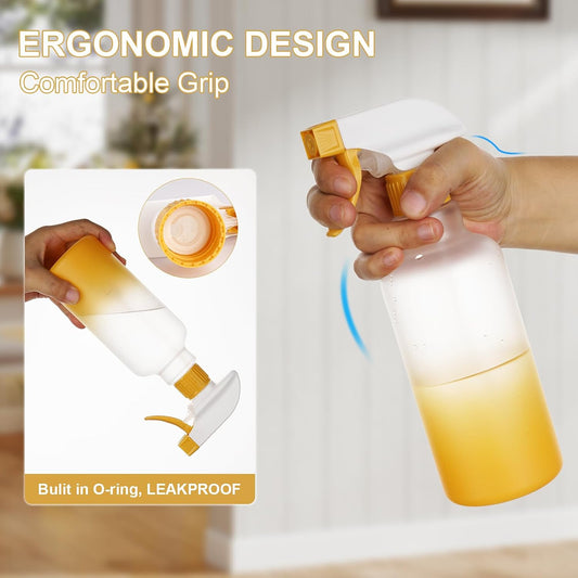 Spray Bottles 16.9oz/500ml Plastic Spray Bottle for Hair Mist/Stream Empty Spray Bottle Heavy Duty Refillable Containers for Cleaning Solutions, Plants Gradient 2 Pack (Yellow)