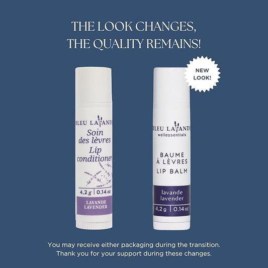 Bleu Lavande - Natural Lavender Lip Conditioner – Stick Lip Balm Repairs, Moisturizes & Protects - Soothes Chapped Lips & Restores Hydratation - Olive Oil & Shea Butter Base Lip Care - 4.2g - 3 Pack