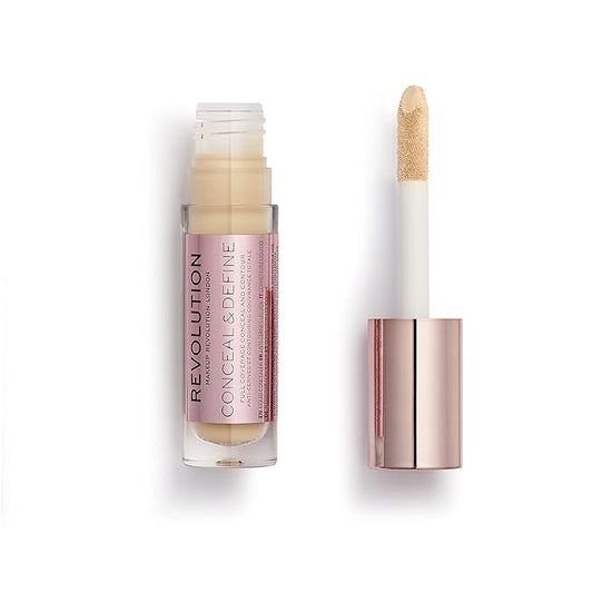 Makeup Revolution Conceal and Define Concealer, Full Coverage & Matte Finish, C5.5 for Fair/Light Skin Tones, Vegan & Cruelty-Free, 0.7 Fl Oz