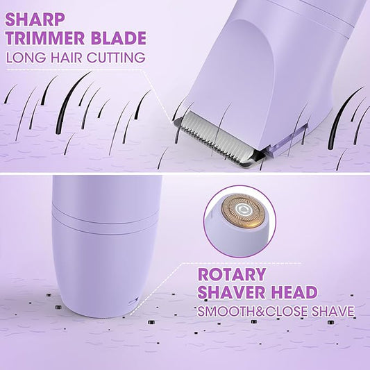 Bikini Trimmer Electric Razors for Women,3 in 1 Body Hair Removal Kit for Face,Pubic,Arm, Leg, Armpit, Bikini Trimmer,Painless IPX6 Waterproof Rechargeable Portable Lady Shavers Wet & Dry Gifts