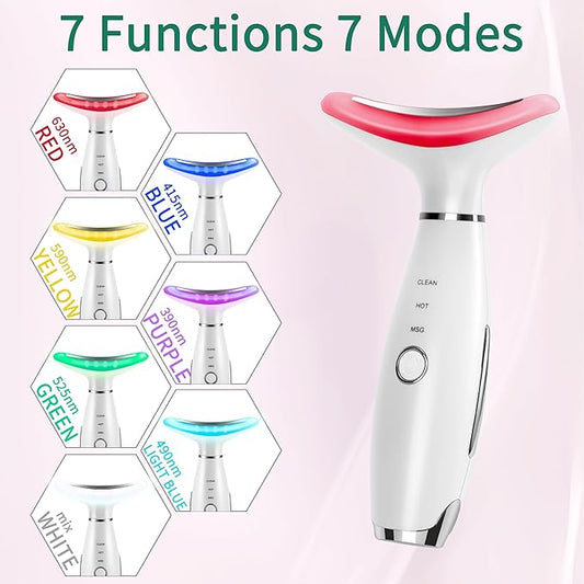 7-in-1 Red-Light-Therapy-for-Face and Neck, Face Neck Massager for Daily Skin Care Routine