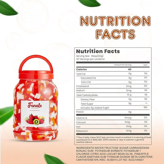 Fanale Coconut Jelly Topping nata de coco for Bubble Tea 8.3 lb | Rainbow Jelly | for Boba Tea, Smoothies, Slushes, Desserts | 8.3 pound (Pack of 4) | JEL001-CS