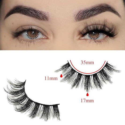 FARRED Fluffy Lashes Natural Eyelashes Short Wispy Eye Lash Strips 14 Pairs Separated Volume Eyelash Pack 17mm Dramatic Wispies Fake Strip Lashes Clusters Cat Eye Pestañas Spiky Look (F6 | 11-17mm)