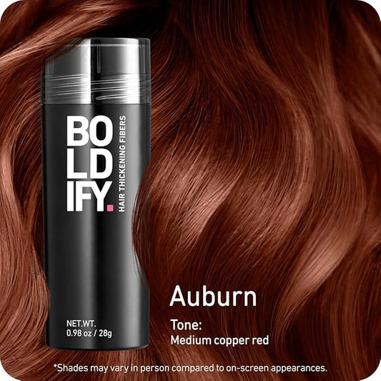 BOLDIFY Hair Fibers (28g) - Fill In Thinning and Fine Hair for an Instantly Fuller, Thicker Look - 14 Shades for Women & Men - Auburn