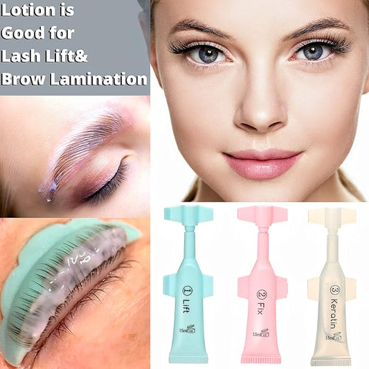 Lash Lift Kit Eyebrow Perm Kit Perm&Setting Lotion Set | Disposable large capacity 1.5ml lotion tube for Lash Lift Kit & Eyebrow Lamination Fast Acting 3-Step Lifting, Fixing Lotions with