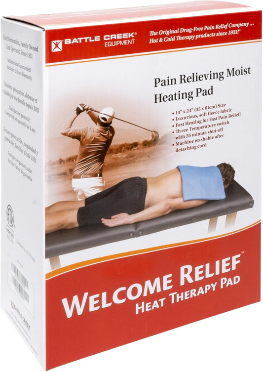 Battle Creek Welcome Relief Moist or Dry Heating Pad, 14" X 24", Washable, Fast-Heating
