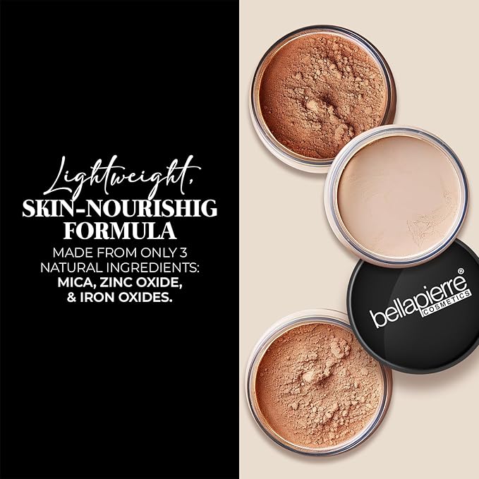 bellapierre Mineral Foundation SPF 15 - Loose Powder Foundation | Vegan & Cruelty Free Natural Makeup | Full Coverage Matte Finish | Hypoallergenic | Oil & Talc Free - 0.32 Oz - Porcelain