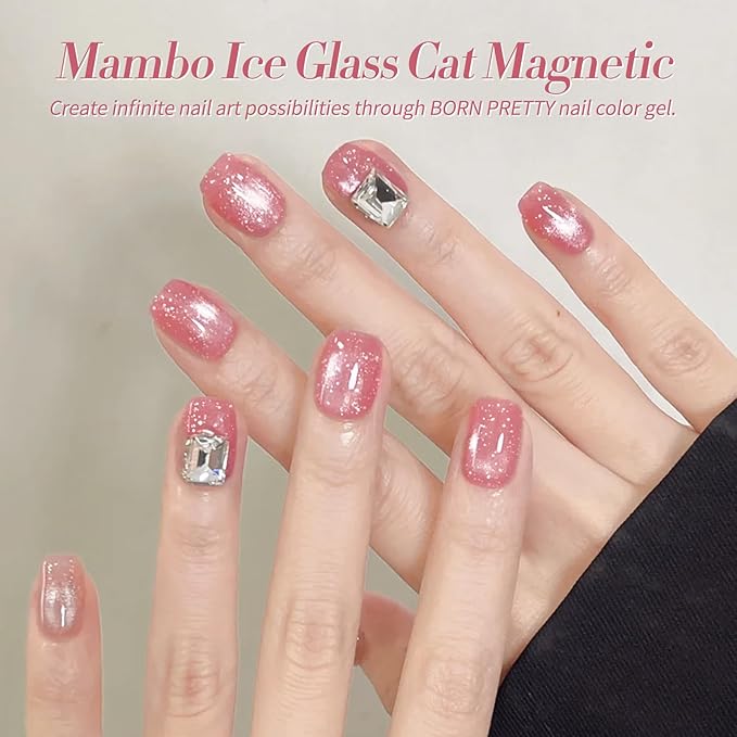 Born Pretty Magnetic Gel Nail Polish Pastel Cat Magnetic Eye Gel Polish Glitter Shimmer Auroras Magnetic Gel Nail Art Manicure Kit 6PCS
