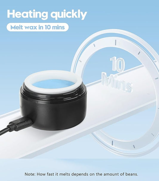 Nose Wax Kit - Travel Wax Warmer for Hair Removal with 100g Waxs, 15 Applicators, 30 Nose Hair Sticks 2 Silicone Pots, 1 Bag Constant Temperature, 15-20 Times Black - Round | Black | Mini