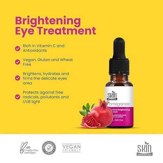 Pomegranate Superfood Brightening Oily Eye Serum 100% Natural and Vegan 0.53 Fl Oz (15ml)