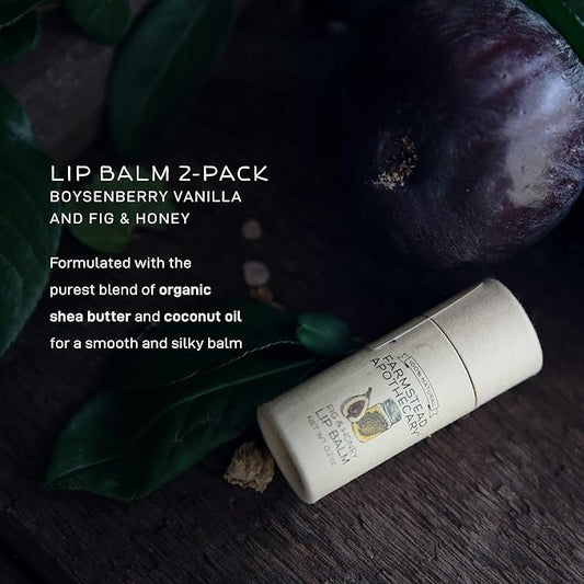 Farmstead Apothecary Lip Balm (Boysenberry & Fig, 2 Pack- Boysenberry Vanilla & Fig Honey)
