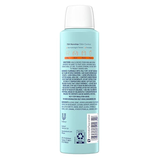 Degree Women Whole Body Deodorant Spray, Fresh Citrus Scent, Aluminum Free 72H Odor Protection 4 oz