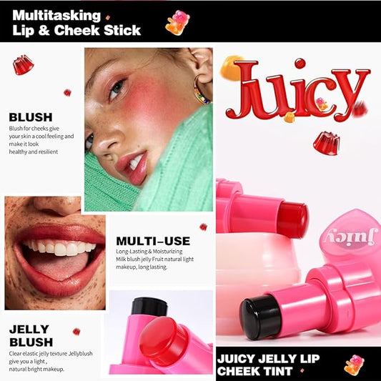 Cooling Water Jelly Tint Stick,Multi-Use Juicy Love Blush, 3-In-1cheek Blush & Eyeshadow & Lip Tinted Long-Lasting Moisture Stick,Bouncy Jelly Texture,Creates A Moist Watercolor Effect (#09, 0.32oz)