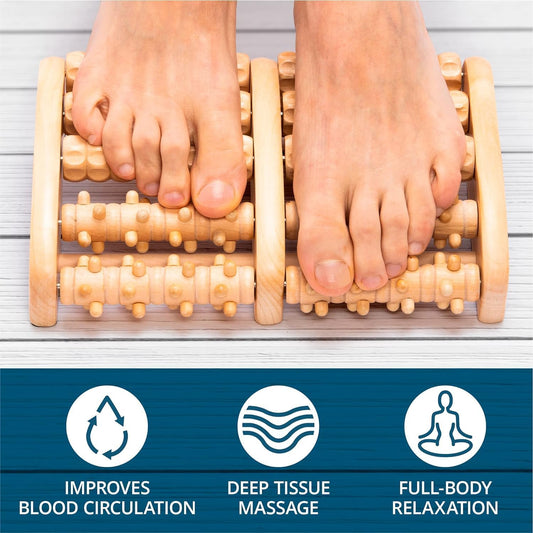 TheraFlow Wooden Foot Massager for Plantar Fasciitis Relief | Feet Roller for Neuropathy and Deep Tissue Massage | Relaxing Gifts for Mom and Dad, XL Dual Reflexology and Trigger Point Therapy