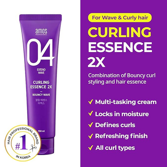 AMOS PROFESSIONAL Curl Defining Cream 5.1oz (150ml) | Hydrating Hair Serum for Moisturized Curls and Healthy Waves | Korean Curl Defining Cream with Citrus Green Floral Fragrance
