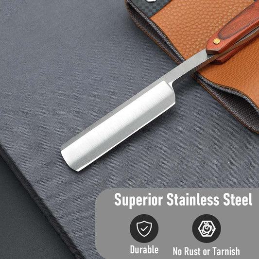 Premium Stainless Steel Shaver Razor with Shaving Strop for Men,Professional Straight Edge Barber Razor,Straight razors for men, Home & Salon Grooming Using (NO.191)