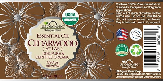 US Organic 100% Pure Cedarwood Essential Oil (Atlas) - USDA Certified Organic, Steam Distilled (More Size Variations Available) (30 ml / 1 fl oz)