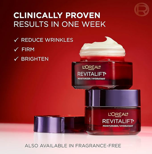 L'Oreal Paris Revitalift Triple Power Anti-Aging Face Moisturizer Travel Size, Pro Retinol, Hyaluronic Acid & Vitamin C, Reduce Wrinkles, Trial 0.5 Oz