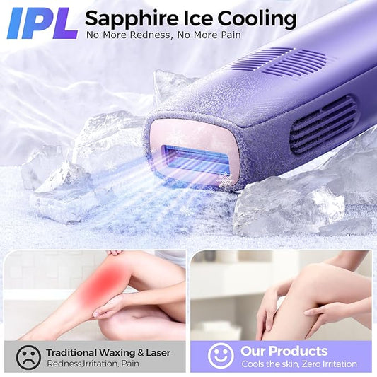Laser Hair Removal with 5℃ Ice Cooling, Painless IPL Laser Hair Removal Device for Women & Men, 999,999 Flashes, 5 Levels, 2 Modes, Permanent At-Home Hair Removal for Face & Body, with 3 in 1 Set