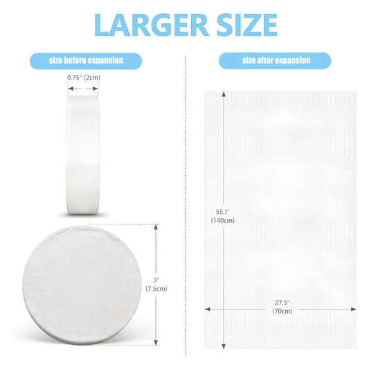 【10-PCS】Travel & Hiking Extra-Large Disposable Compressed Bath Towels,Disposable Bath Towels for Travel - 70×140cm, No Rinse, Quick-Dry, Hygienic & Space-Saving for Camping, Gym & Hotel Use