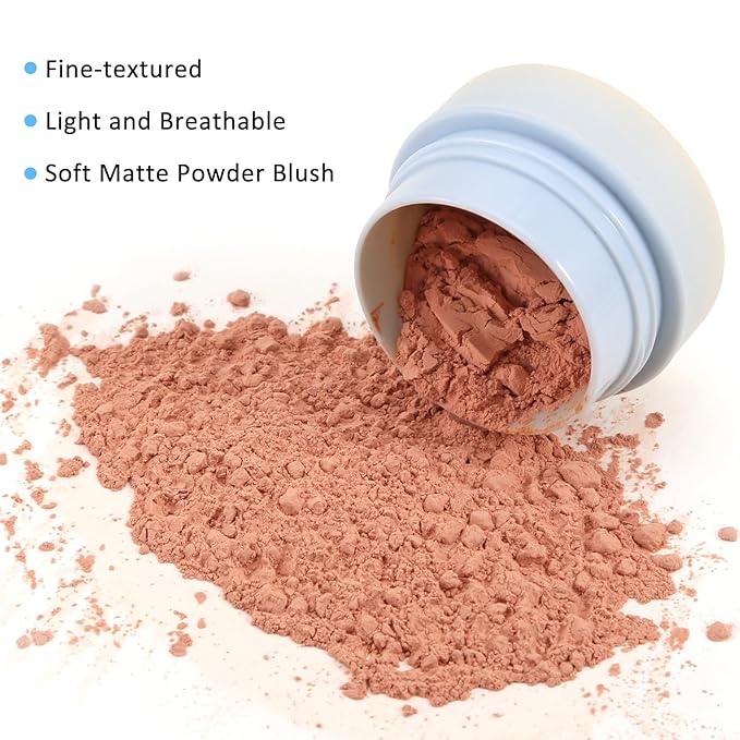 Boobeen Powder Blush for Cheeks, Air Cushion Matte Blush, Natural Highly Pigmented Blush Makeup Easy to Blend, Loose Blush Compact Long-lasting