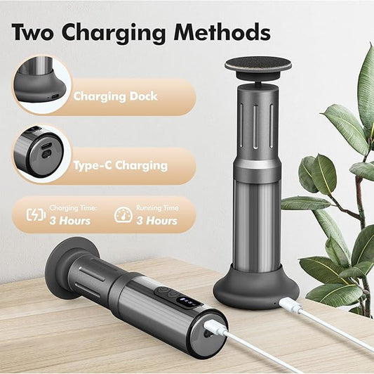 Electric Foot Callus Remover Cordless Electric Foot Filer Kit with 6Speeds Chagring Dock Callus Remover for Women Men Feet and Nail(Black)