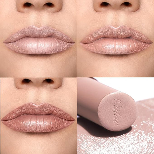 Oulac Nude Hydrating Lipstick Set For Women High Impact Lipcolor Tinted Lip Balm, Nourishing, Satin Finish, Moisturizing Creamy Formula, Vegan Clean Beauty Sensual Glow Rich Crème 01+02+04(SET 1)