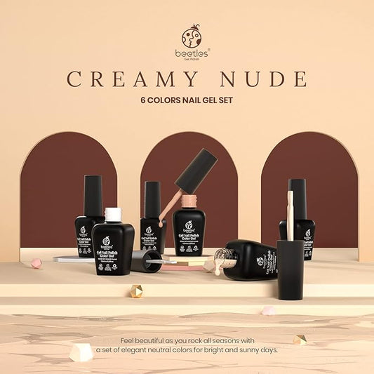 beetles Brown Gel Nail Polish Set Nude Gel Polish Nail Set 6 Colors Sandstorm Collection Peach Brown Natural Manicure Kit Soak Off Uv Led Lamp Needed for Women Gift Diy Home