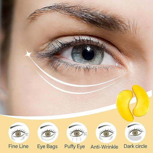 30 Pairs Under Eye Patches,Gold Under Eye Mask,Eye Masks Skincare Enriched with Collagen,Eye Patches for Puffy Eyes and Dark Circles,Undereye Bags,Reduce Wrinkles,Anti-Aging