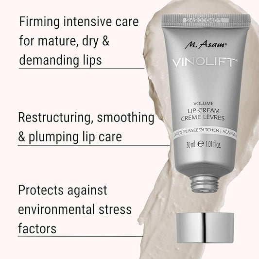 M. Asam VINOLIFT Volume Lip Cream - Anti-age volume & lip care against fine lip lines for mature & demanding skin, plumping lip care for moisturized & soft lips, 1.01 Fl Oz
