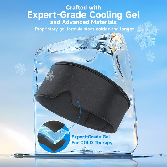 Umisleep Cooling Sleep Mask with Washable Cover, Reusable Eye Mask for Cold Compress Therapy, Soft Ice Pack, Gel Eye Cover for Puffy & Dry Eyes, Headache, Migraine Relief, Stye Eye Treatment, Black