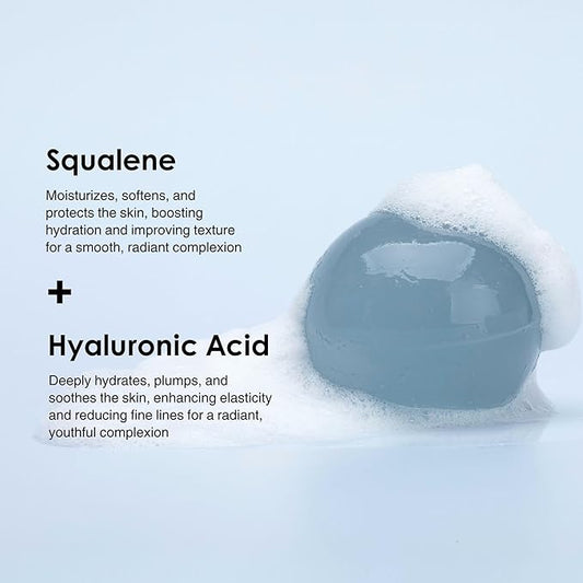 Be Bare Jelly Ball Cleanser, Daily Face Wash Korean Skin Care Cleanser Ball for Dry Skin with Squalane & Hyaluronic Acid for Skin Hydration and Moisturizing - Fresh Aqua (1.41oz)