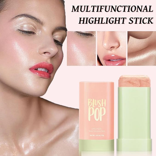 Highlighter Makeup Stick - Blush Highlighters Makeup Stick for Face & Body, Natural Silky Shimmer Highlight, Bendable Long Lasting Highlighter Wand, Cream Korean Highlighter (Rose Gold)