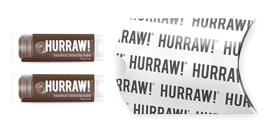 Hurraw! Hazelnut Tinted Lip Balm, 2 Pack: (Sheer Brown Tint) Organic, Certified Vegan, Cruelty and Gluten Free. Non-GMO, 100% Natural Ingredients. Bee, Shea, Soy and Palm Free. Made in USA
