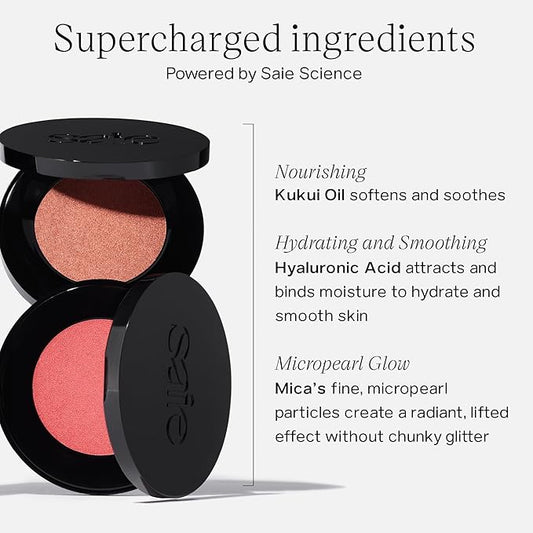 Saie Glow Sculpt Multi-Use Highlighter + Cream Blush Refill - Lightweight with Hyaluronic Acid + Micropearl for Radiant, Glowing Skin - Mauveglow (.02 oz)