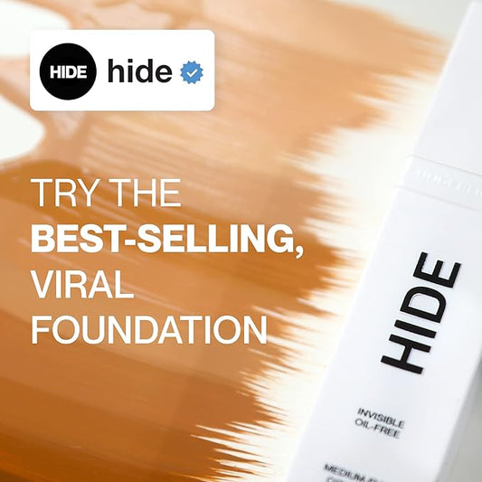 HIDE PREMIUM Liquid Foundation, Multi-Use Waterproof Foundation, Medium/Full Coverage Foundation, Shades for All Skin Types (See Shade Finder), Almond, 1 fl oz