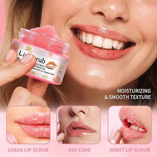 Lip Scrub, Natural Lip Scrub Exfoliator, 2Pcs Lip Exfoliator Lip Scrub for Dark Lips to Lighten,Repair Dry Lips,Chapped Lips (Berry)