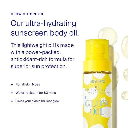 Supergoop! x The Summer I Turned Pretty Summer Glow-Up SPF Set - Includes Glowscreen SPF 40, Glow Oil SPF 50 & Butterfly Hair Clip