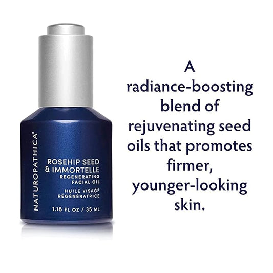 Naturopathica Rosehip Seed & Immortelle Regenerating Facial Oil, Daily Face Oil for Softened Fine Lines and a Healthy Glow, Lightweight Face Oil for Men and Women, 1.18 fl oz