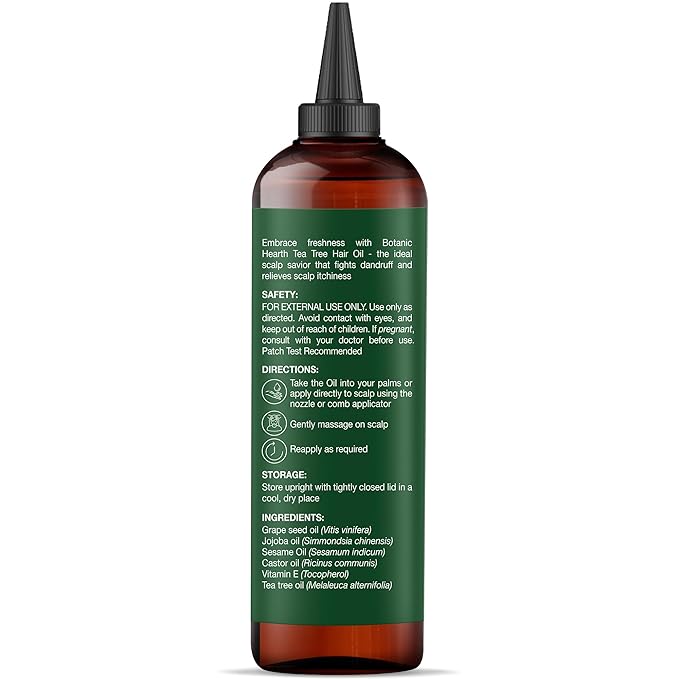 Botanic Hearth Tea Tree Oil For Hair (6.7 Fl Oz) | With Jojoba & Grapeseed Oils | Soothes Itchy Scalp & Fights Dandruff | Non Gmo Verified