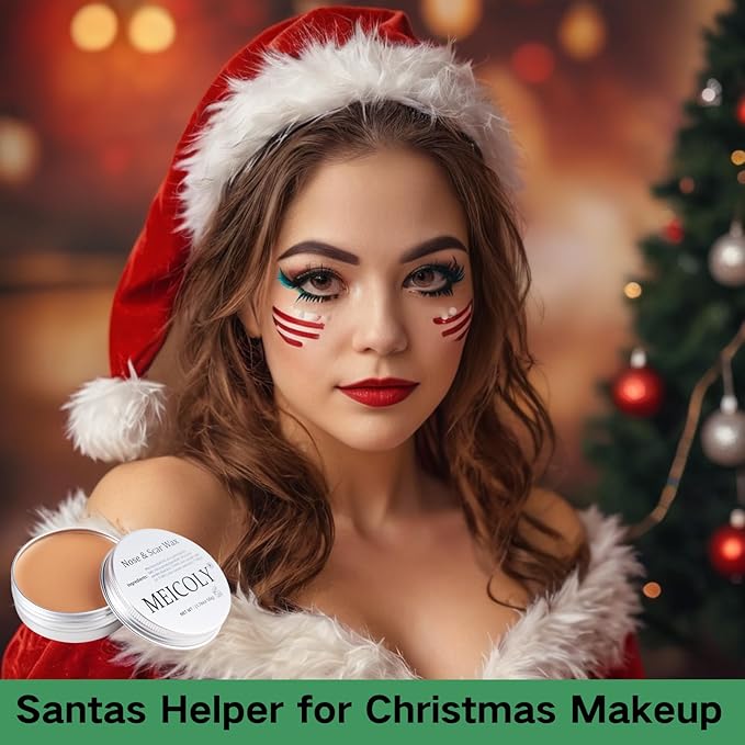 MEICOLY 3Pcs Special Effects SFX Makeup Kit,Fake Nose Skin Putty Wax Makeup for Cosplay,Scar Wax Fake Scar Modeling Wax for Fake Cut Wound with Spatula,Fake Blood Scab Coagulated Blood Gel,Light