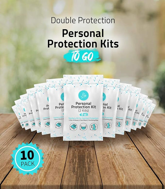 All-in-One Personal Protection Kits for TWO PEOPLE - 10 PACK